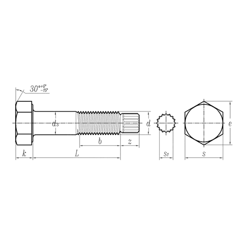 ASME B18.2.6:2019 Perno de cabeza hexagonal con control de tensión de alta resistencia