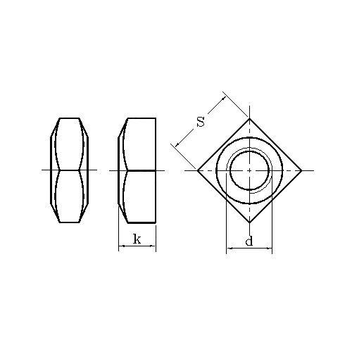 ASME/ANSI B18.2.2 (T2): Tuerca cuadrada 2010