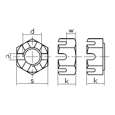 ASME/ANSI B18.2.2 (T5): Tuerca ranurada hexagonal 2010