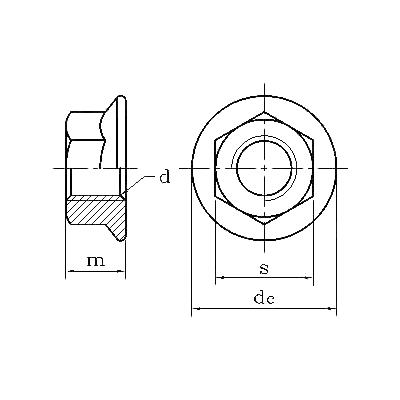 ASME/ANSI B18.2.2 (T12-HF): Tuerca de brida hexagonal 2010