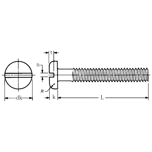 ASME/ANSI B18.6.3:2010 Tornillo ranurado para cabeza de sartén