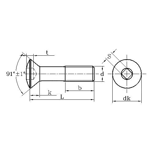 ASME/ANSI B18.6.7M: Tornillo de accionamiento cuadrado de cabeza avellanada ovalada métrica de 1998