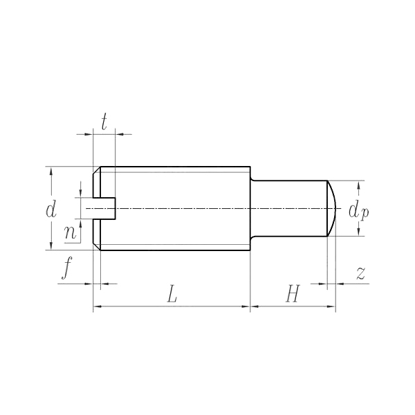 DIN 926:2003 Tornillo de fijación de punta para perros con asiento esférico ranurado