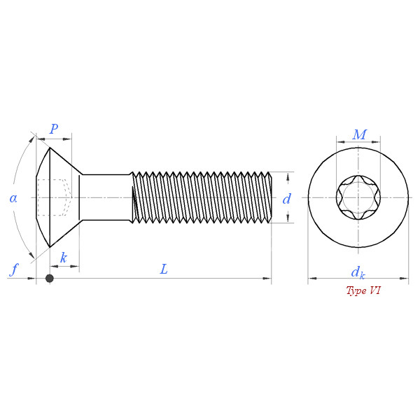 ASME B18.6.3 (H2B-VI): Tornillo Torx de cabeza avellanada ovalada 2024