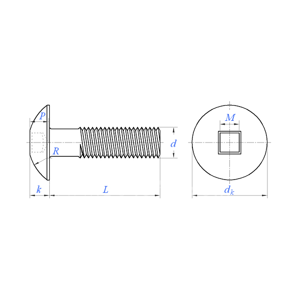 ASME B18.6.3 (H7B-III): Tornillo de accionamiento cuadrado con cabeza de armadura 2024