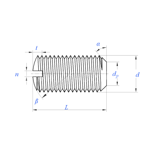 ASME/ANSI B18.6.2 (T5-plano): Tornillo de punta plana ranurada de 1998
