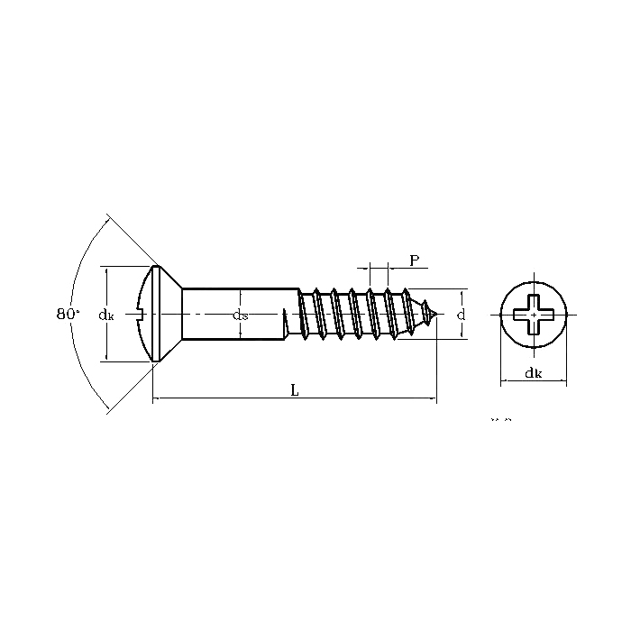 ASME/ANSI B18.6.1 (T7): Tornillo de madera Phillips con cabeza avellanada ovalada de 1997
