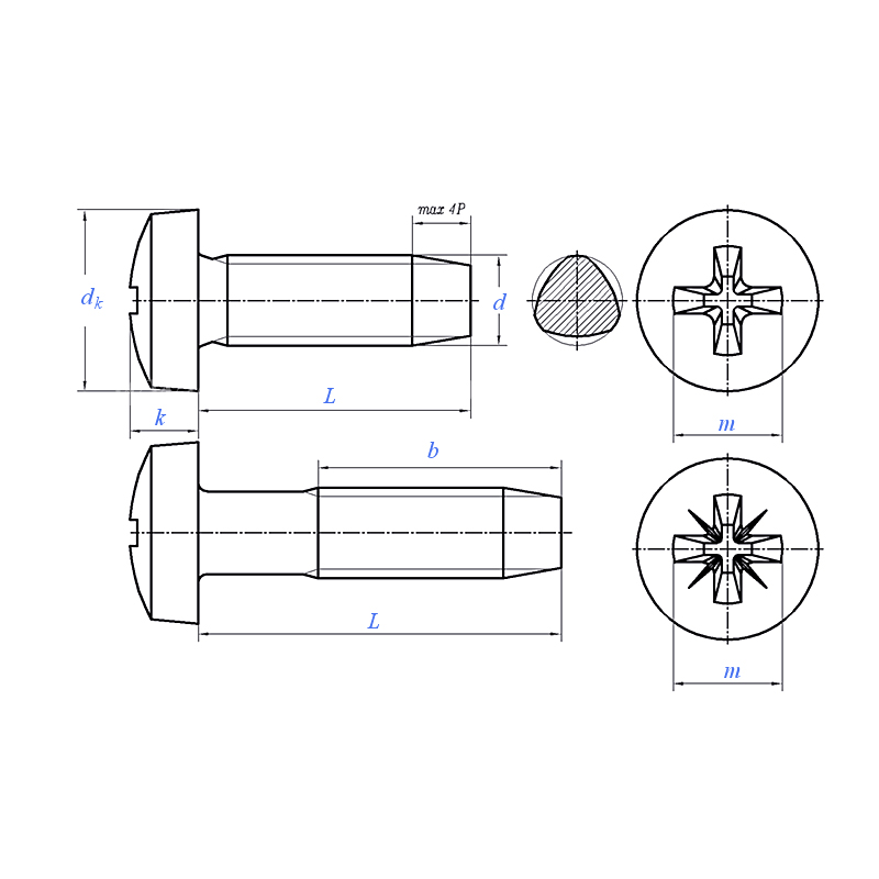 DIN 7500 (CE): Tornillo de bloqueo formador de rosca Phillips de cabeza plana 2007