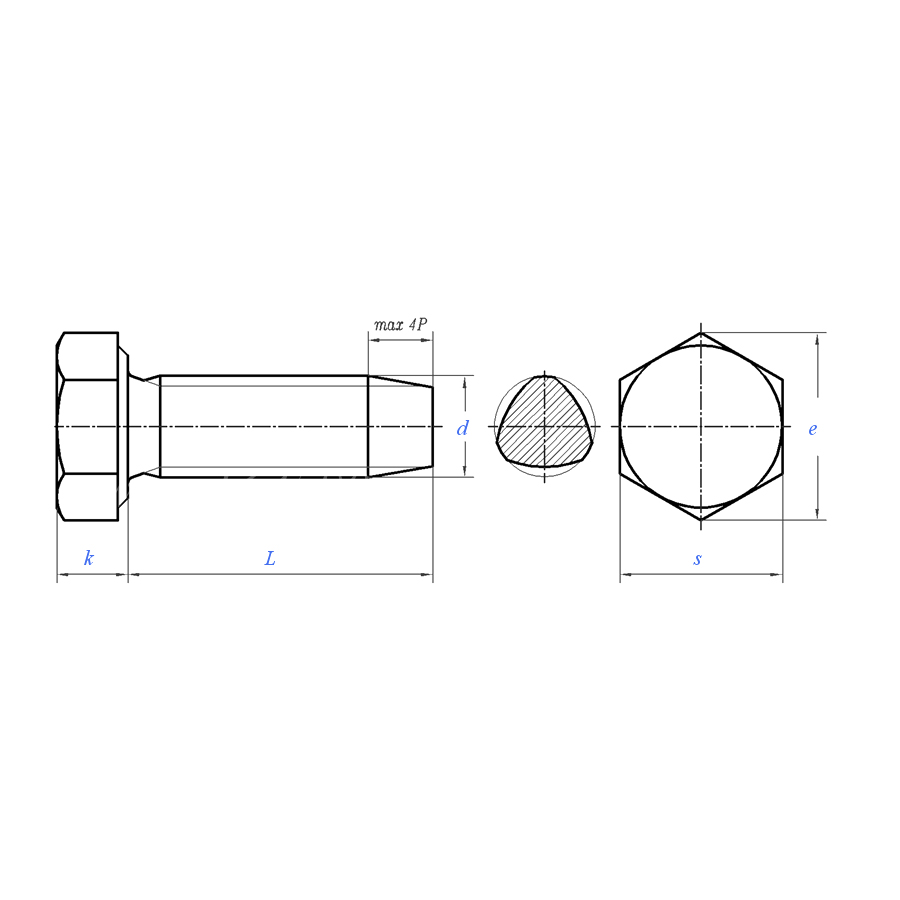 DIN 7500 (DE): Tornillo formador de rosca triangular de cabeza hexagonal 2007