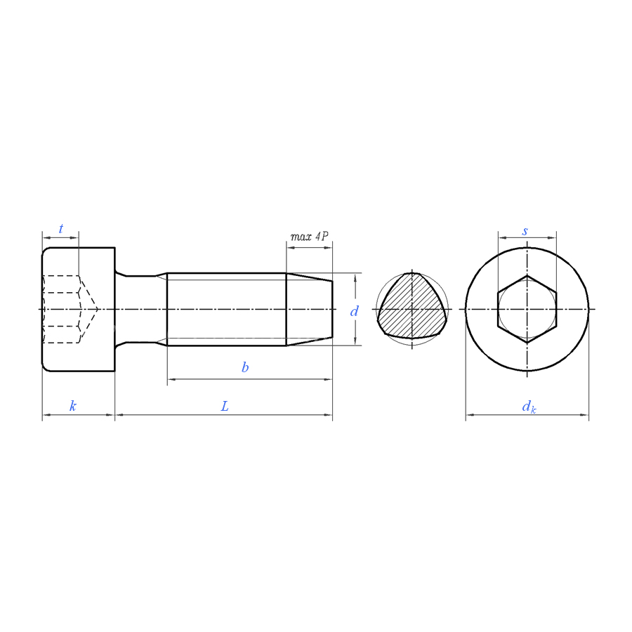 DIN 7500 (EE):2007 Tornillo formador de rosca de perfil triangular con zócalo hexagonal