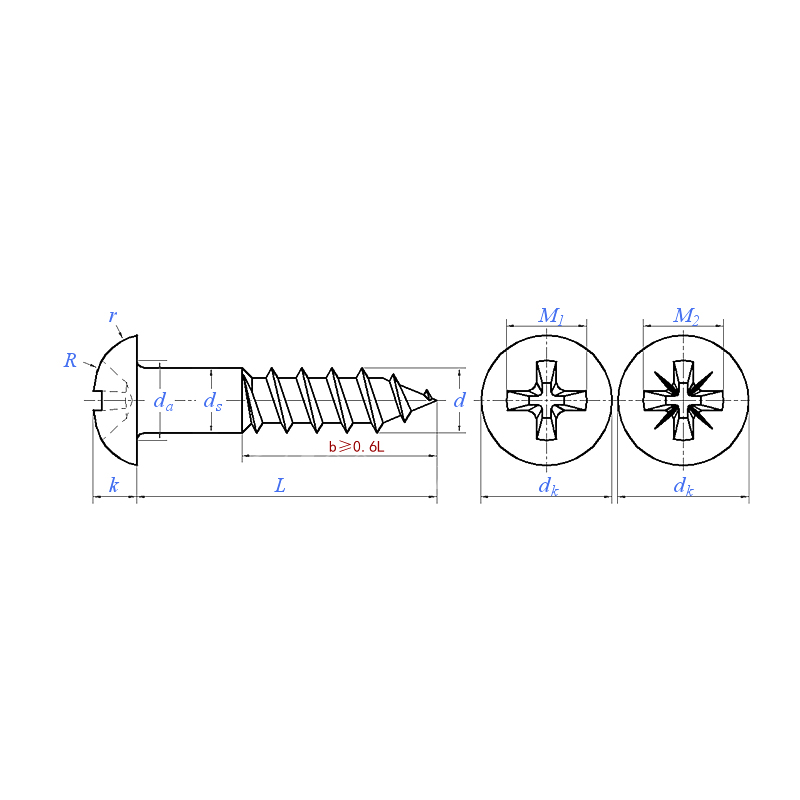 DIN 7996:2016 Tornillo de madera Phillips de cabeza redonda