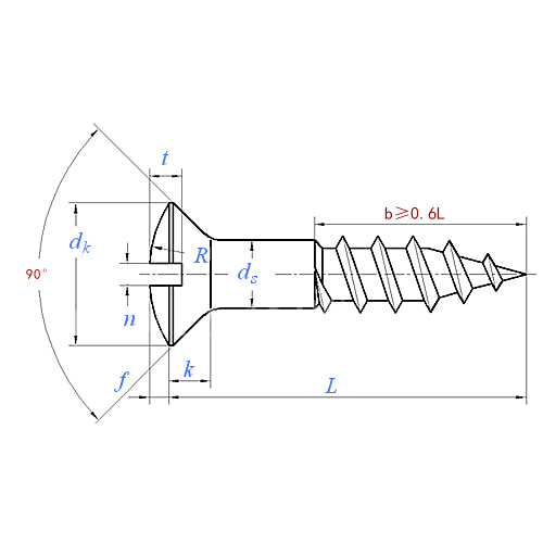 DIN 95:2016 Tornillo de madera ranurado con cabeza avellanada ovalada
